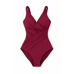 Gottex Cranberry Crossover V-Neck One-Piece Swimsuit 8 Resort Classic Minimalist